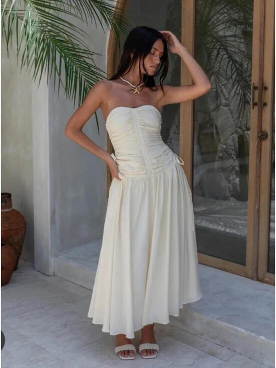 Astr Dresses & Skirts - ASTR THE LABEL long DRESS cream strapless dress size M NWT $168msrp